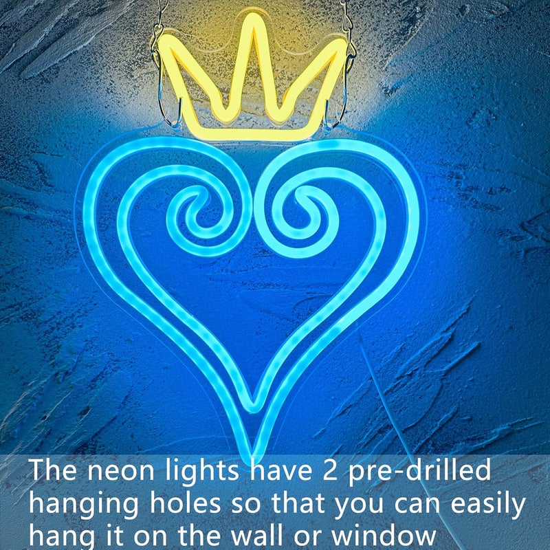 Manimo LED Kingdom and Hearts Neon Signs for Wall Decor, Anime Neon Sign, Neon Game Room Setup, USB Powered for Man Cave Game Home Party Bedroom Room Teenager Gamer Birthday Gifts(9.8 * 13in) - Image 4